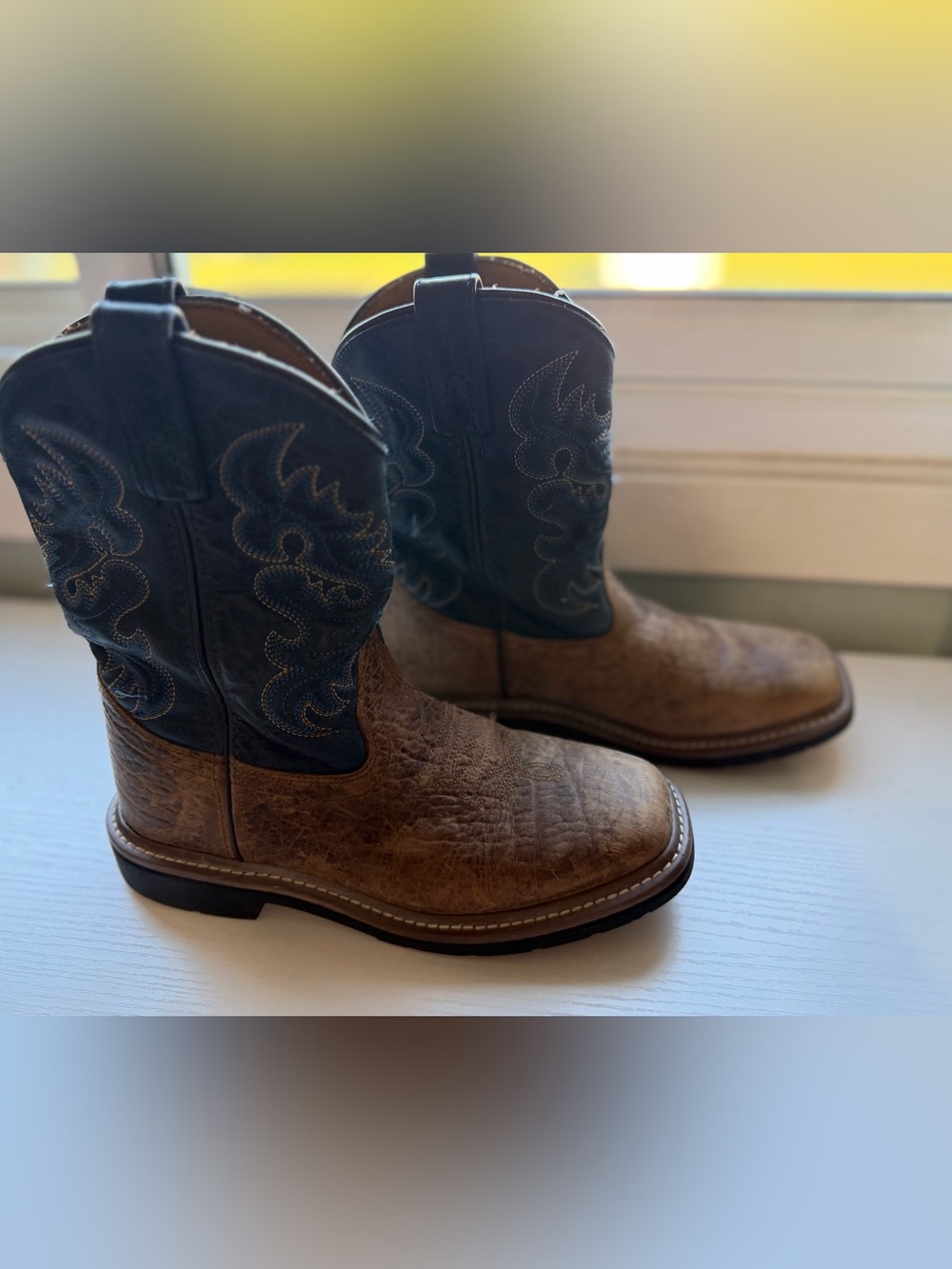 Dan Post Kids Size 2D Brown Leather Western Cowboy Boots Distressed PC2936